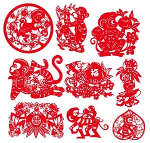 Year of the Monkey 2016 Paper Cutting Chinese Zodiac Vector