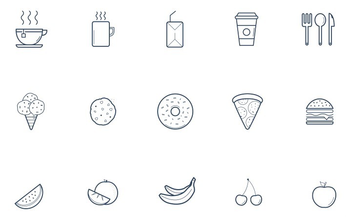 15 Kitchen Line Icons Vector