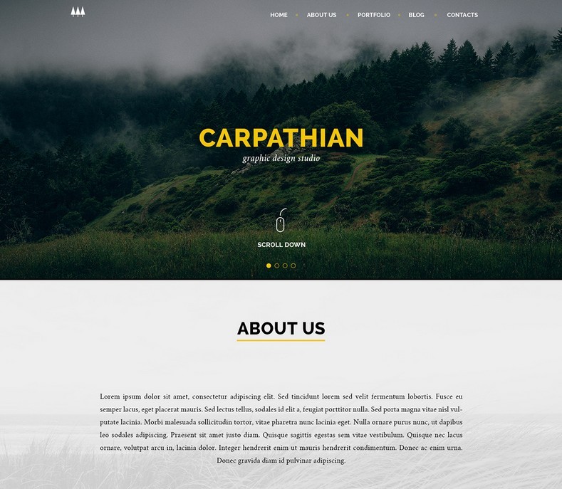 Carpathian One Page Template PSD