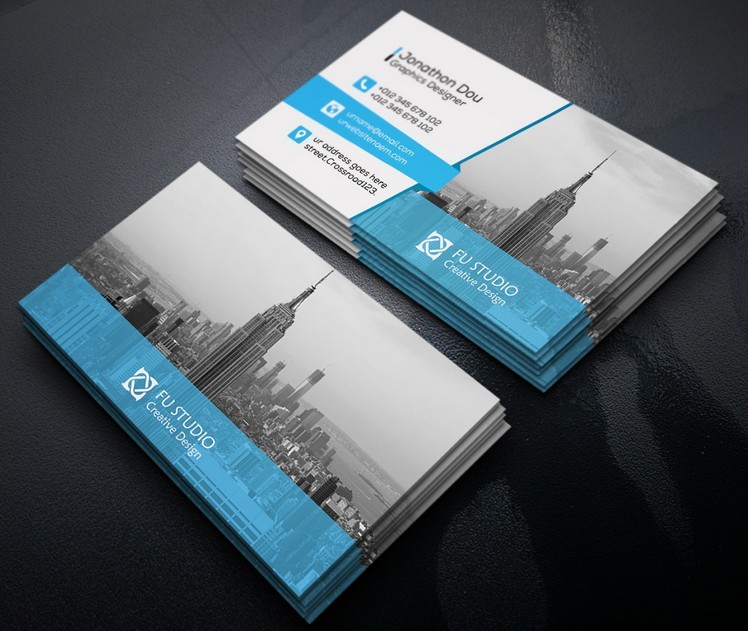Creative Blue Business Card Templates PSD