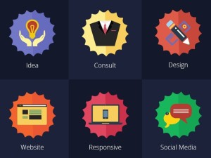 8 Flat Services Badges PSD