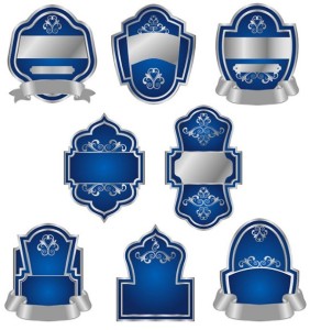 Blue Royal Badges with Labels Vector