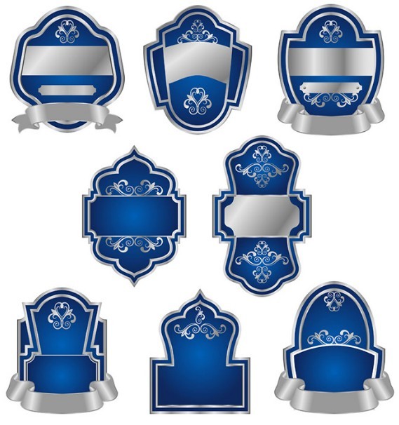Blue Royal Badges with Labels Vector