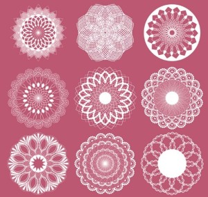 Pure White Lace Pattern Set Vector