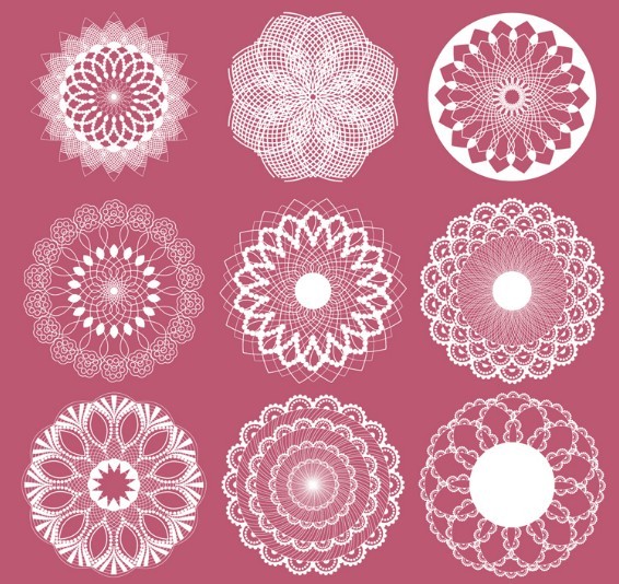 Pure White Lace Pattern Set Vector