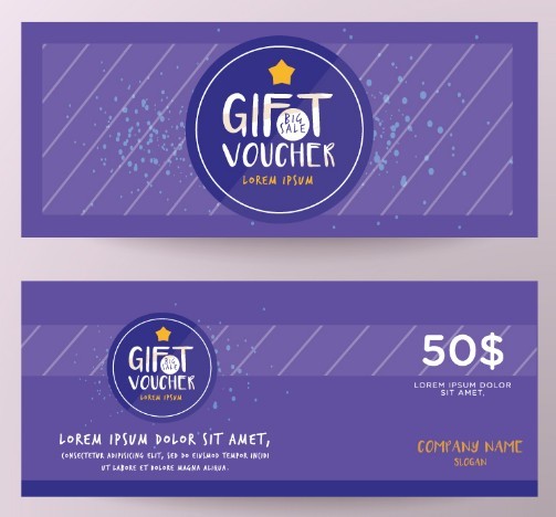2 Violet Gift Vouchers Vector