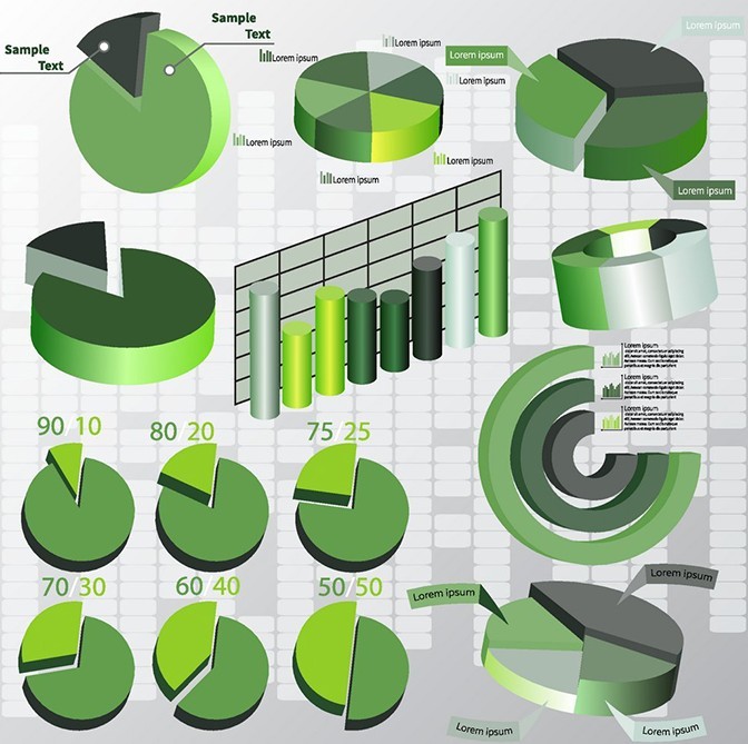 Green Business Chart & Diagram Set Vector