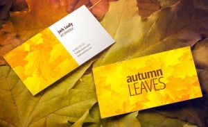 Autumn Leaves Business Card Mockup PSD