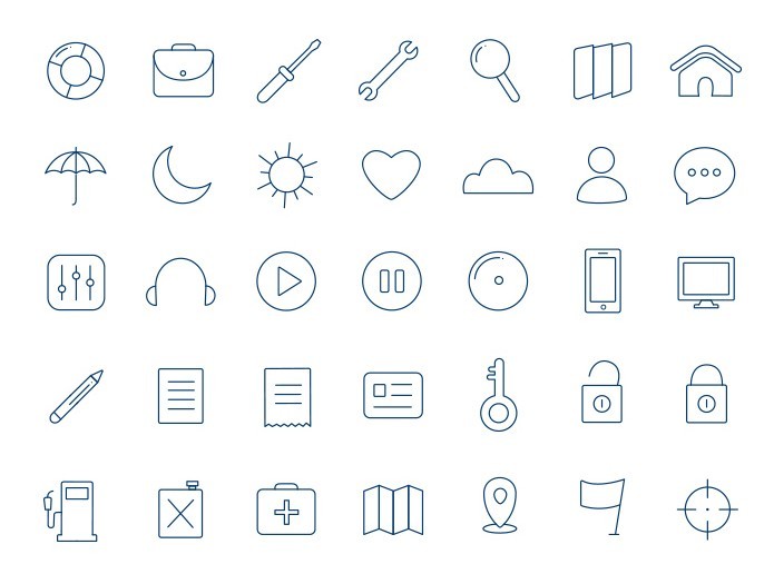 35 Random Line Icons Vector