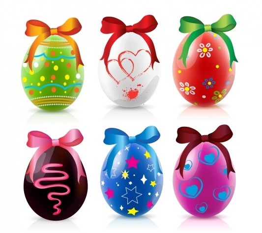 6 Happy Easter Eggs Vector