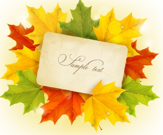 Autumn Leaves Card Template Vector