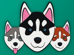 Husky Head Icons Vector