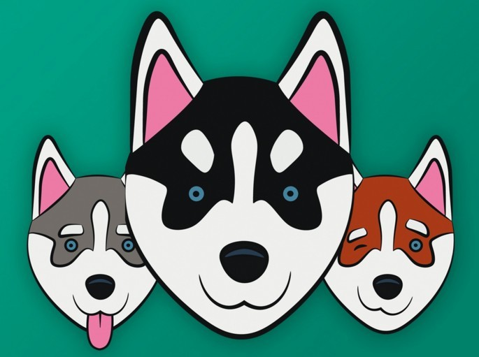 Husky Head Icons Vector