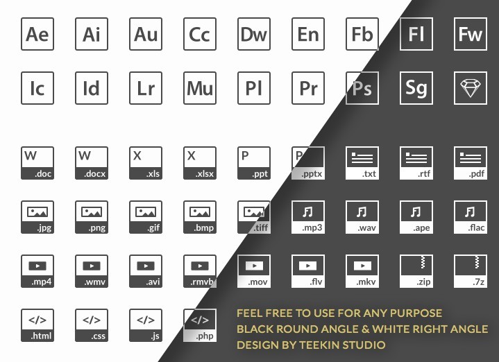 50+ Clean Square File Type Icons Vector