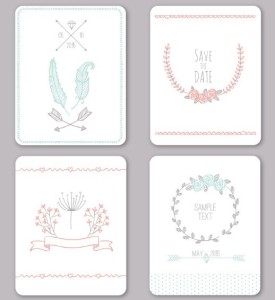 4 Clean Wedding Card Templates Vector