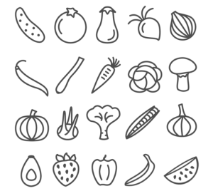 20 Vegetable and Fruit Icon Vector
