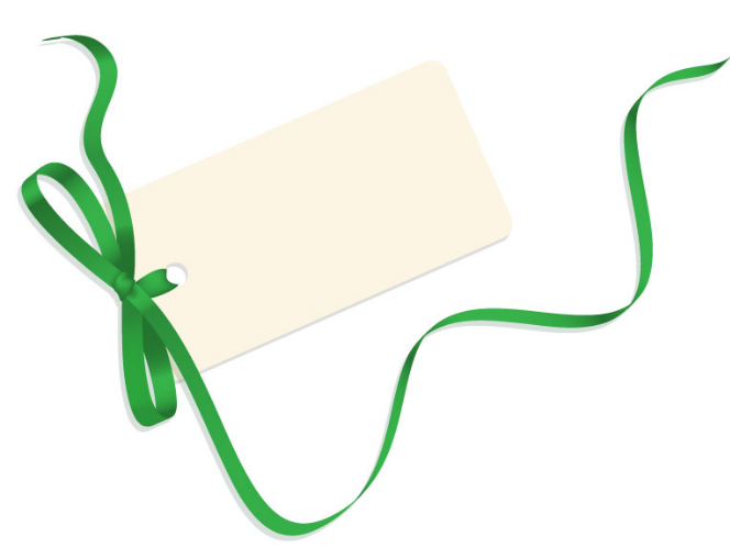 Blank Card with Green Ribbon Vector