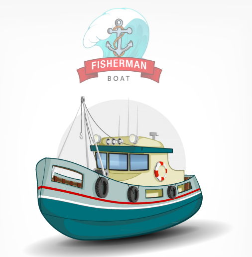 Fishman Boat Vector Illustration