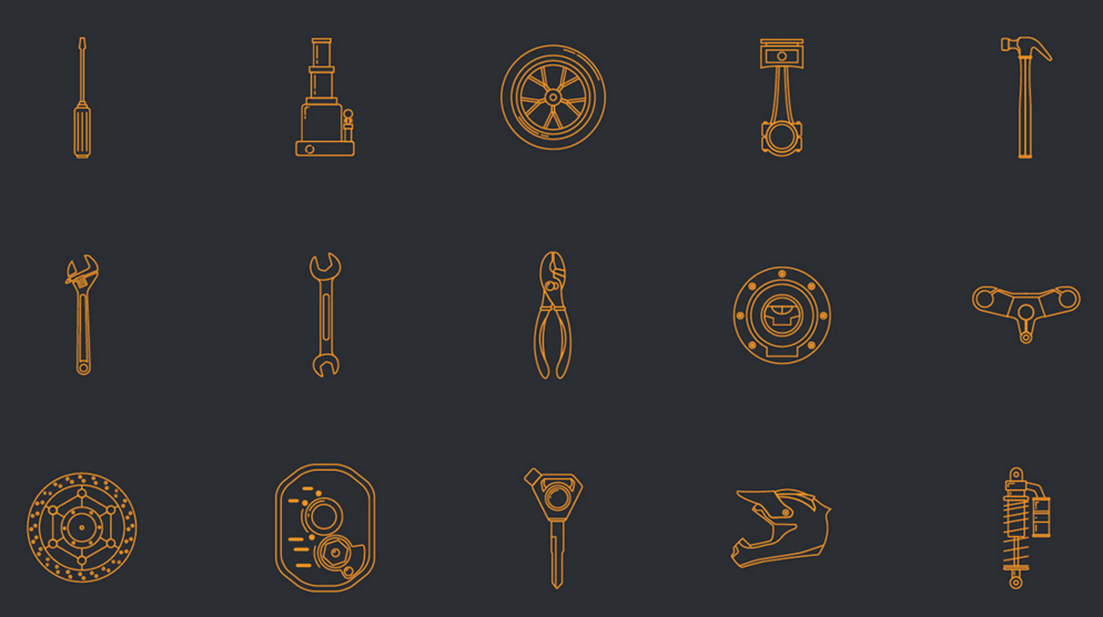 Flat Automotive Line Icon Set Vector