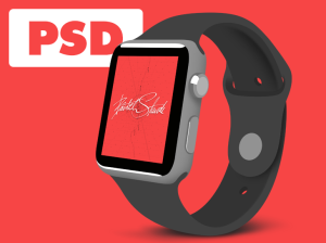 Flat Apple Watch 3 4 View Template PSD