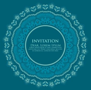 Vintage Blue Circle Floral Invitation Pattern Background Vector