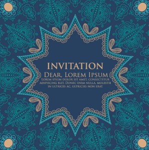 Vintage Blue Floral Invitation Pattern Background Vector