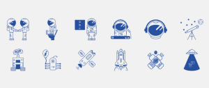 Blue Space Icon Vector Set