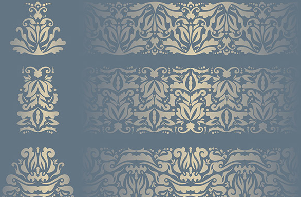 Royal Gold Floral Pattern Set Vector