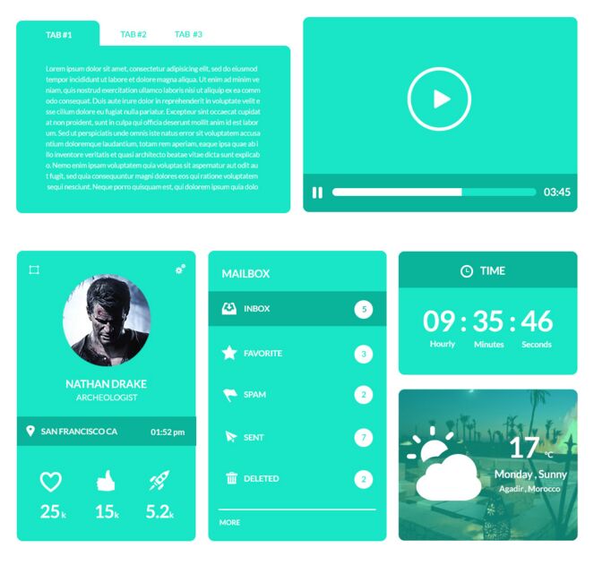 Umbrella Flat Green UI UX Pack