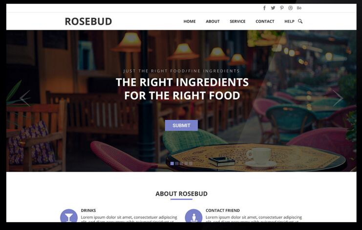 Rosebud One Page Template Design PSD