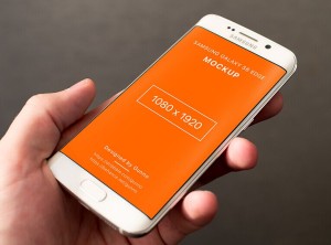 Galaxy S6 Edge In Hand Mockup PSD