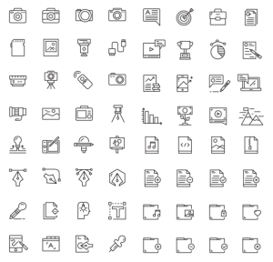 64 Outline Icons Vector