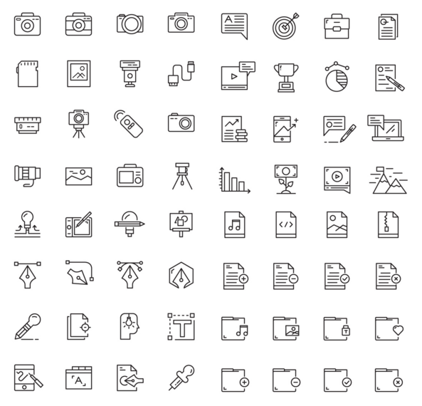 64 Outline Icons Vector