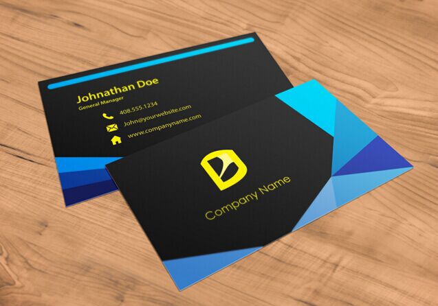 Black & Blue Geometric Business Card Template PSD