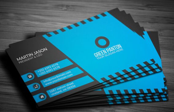 Elegant Blue Corporate Business Card Template Vector