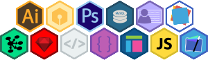 Flat Hexagon Skill Icons & Badges Vector