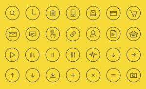 24 Thin Line Circle Icons Vector