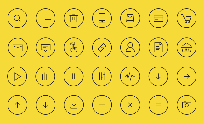 24 Thin Line Circle Icons Vector