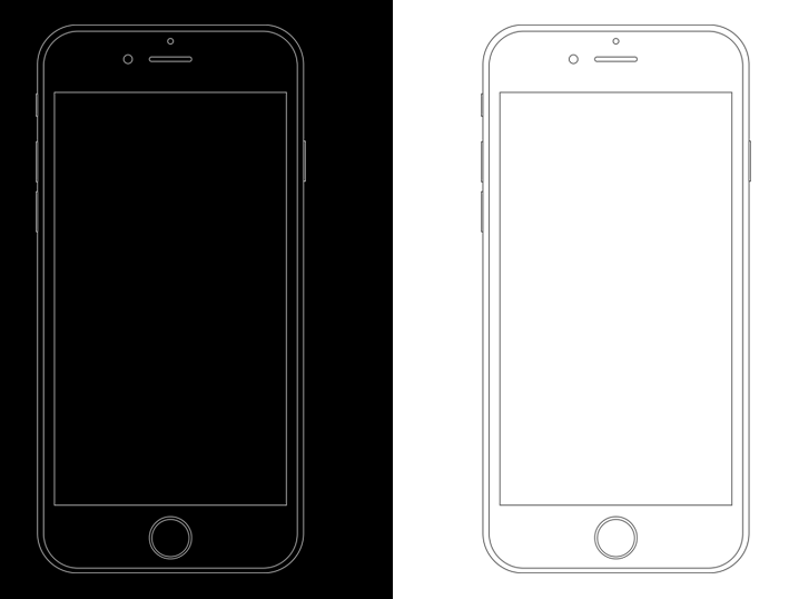 Minimal Apple iPhone 6s Wireframe Templates PSD