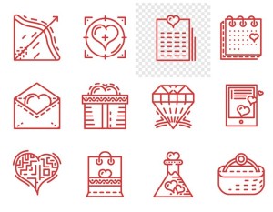 12 Valentine's day Line Vector Icons