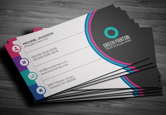 Flat Colorful Corporate Business Card Template Vector