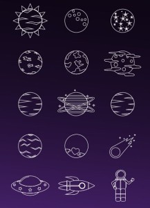 15 Space Stroke Icons Vector