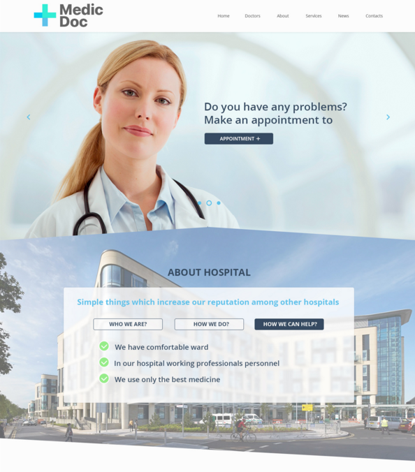 Media Doctor Hospital Landing Page Template PSD