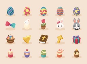 20 Colorful Easter Icons Vector