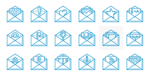 18 Email & Envelope Line Icons Vector