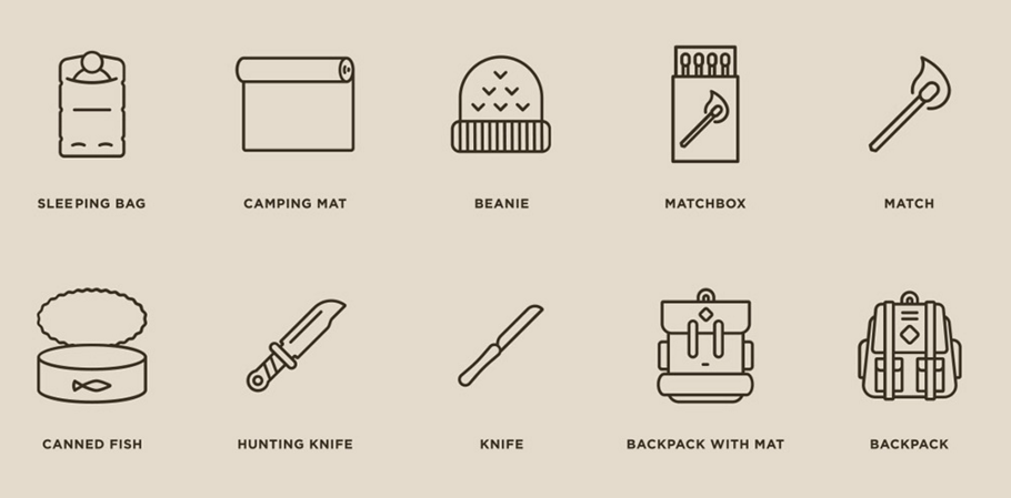 40 Camping Line Icons Vector