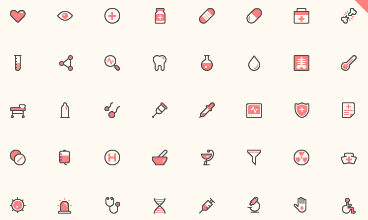 Small Colored Health Icon Set Vector