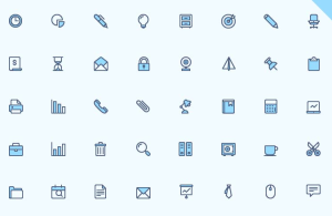 Small Colored Office Icon Set Vector