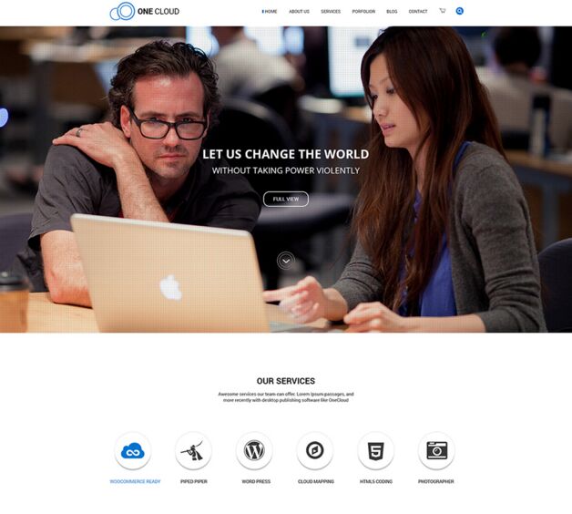 OneCloud - Elegant One Page Template PSD