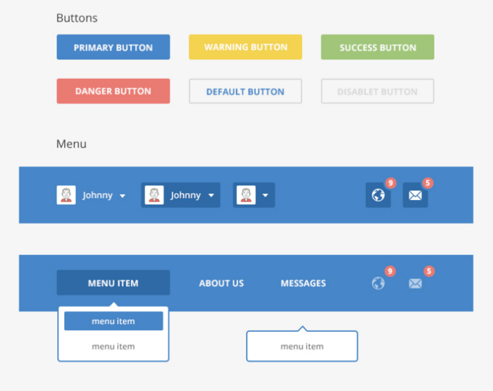 Download Free Blue Social UI Kit PSD - Free Web UI Kits
